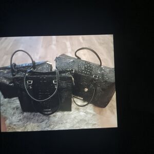 Brahmin Black Structured Tote Bag with Leather-Like Finish